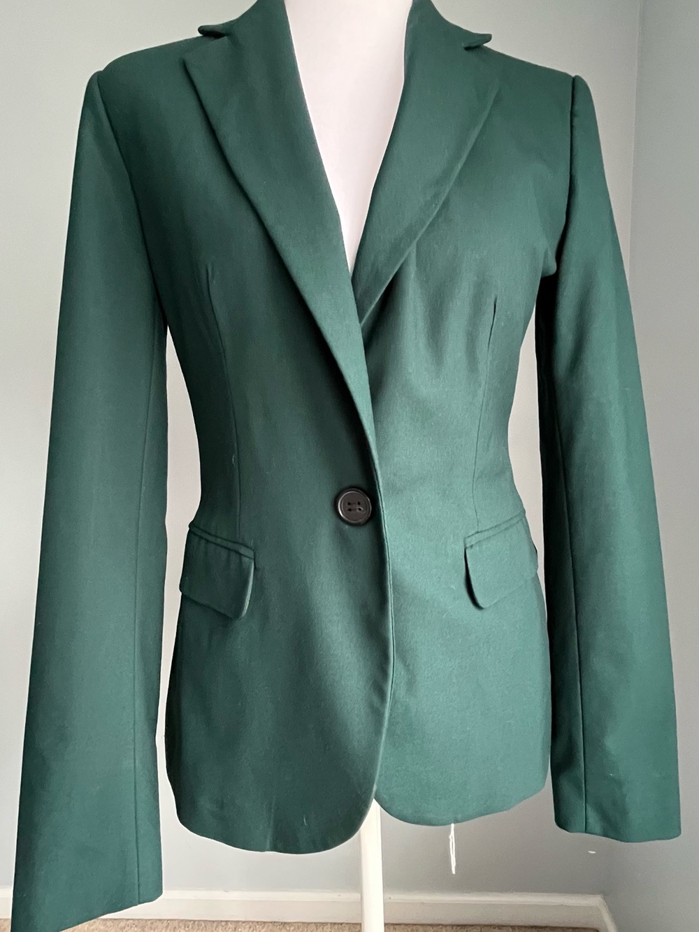 Zara Deep Hunter Green Single-Button Tailored Blazer SZ 2